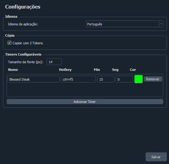 Configurações do aplicativo